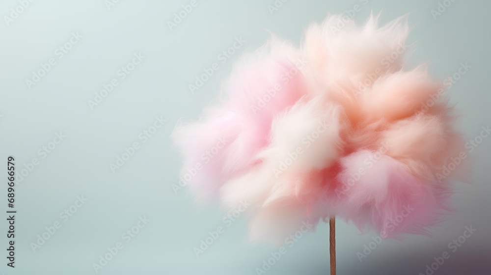 Fototapeta premium Abstract fluffy pastelcolored cotton candy showcased against a softhued background, embodying a minimalist aesthetic perfect for a tranquil wallpaper.