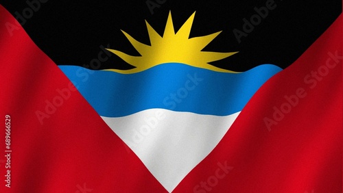 Antigua and Barbuda flag waving in the wind. Flag of Antigua and Barbuda images photo