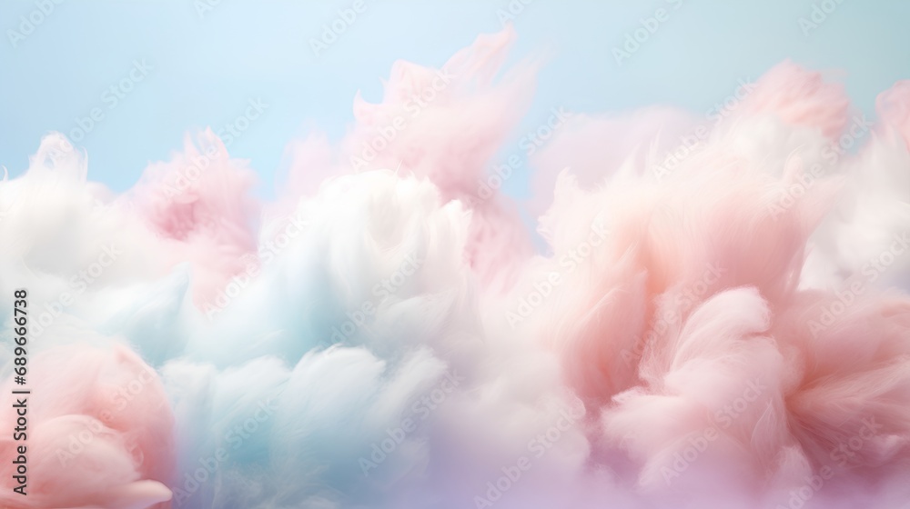 Abstract fluffy pastelcolored cotton candy showcased against a softhued background, embodying a minimalist aesthetic perfect for a tranquil wallpaper. Abstract fluffy pastelcolored cotton candy showcased against a softhued background, embodying a minimalist aesthetic perfect for a tranquil wallpaper.