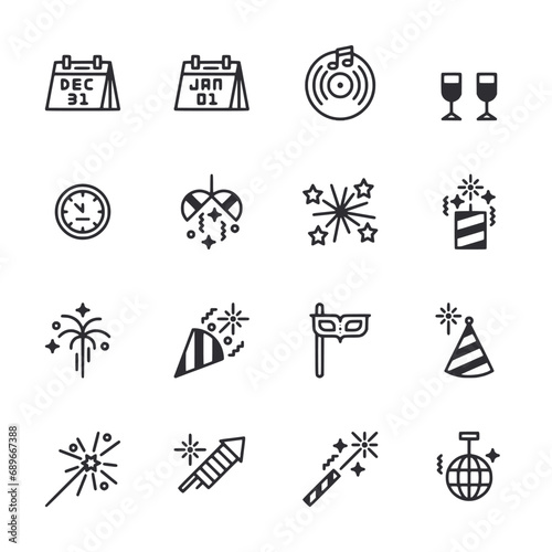 set of new year icons
