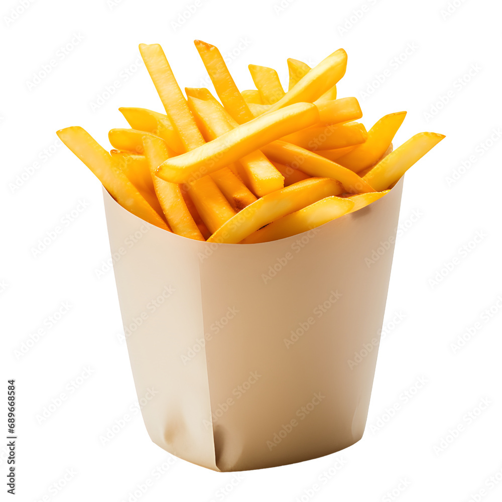 French Fries in a Paper Cup Isolated on Transparent Background French Fries in a Paper Cup Isolated on Transparent Background