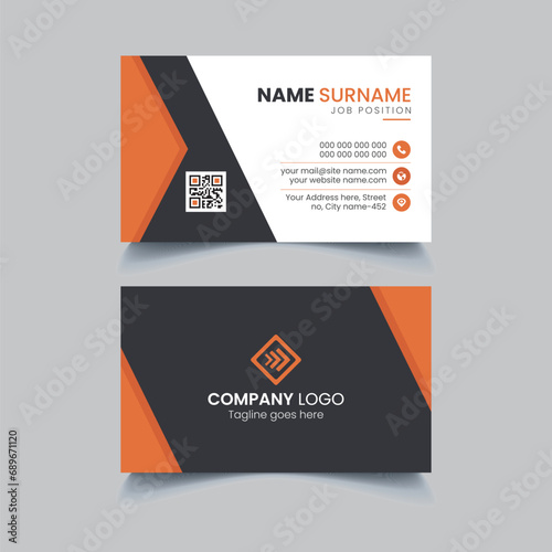 Elegant minimal black and yellow business card template