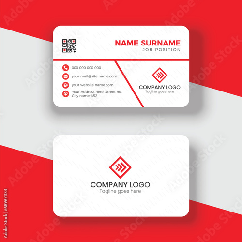 Simple and Clean Red and White Business Card Template