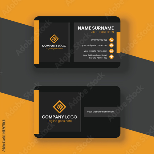 Modern and creative business card template - Orange and dark black color business card design