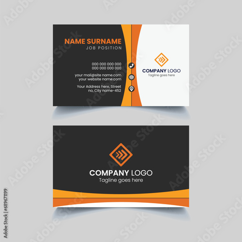 Modern and minimalist orange color business card