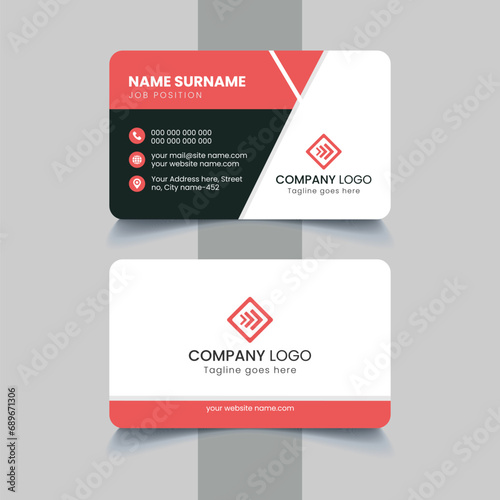 Simple and Clean Red and White Business Card Template