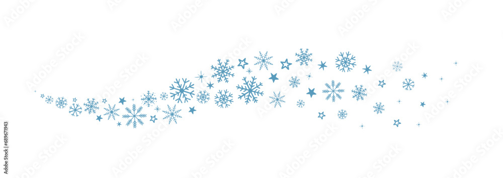 pattern hand drawn winter background with snowflakes wave, snow, stars, design elements - obrazy, fototapety, plakaty 