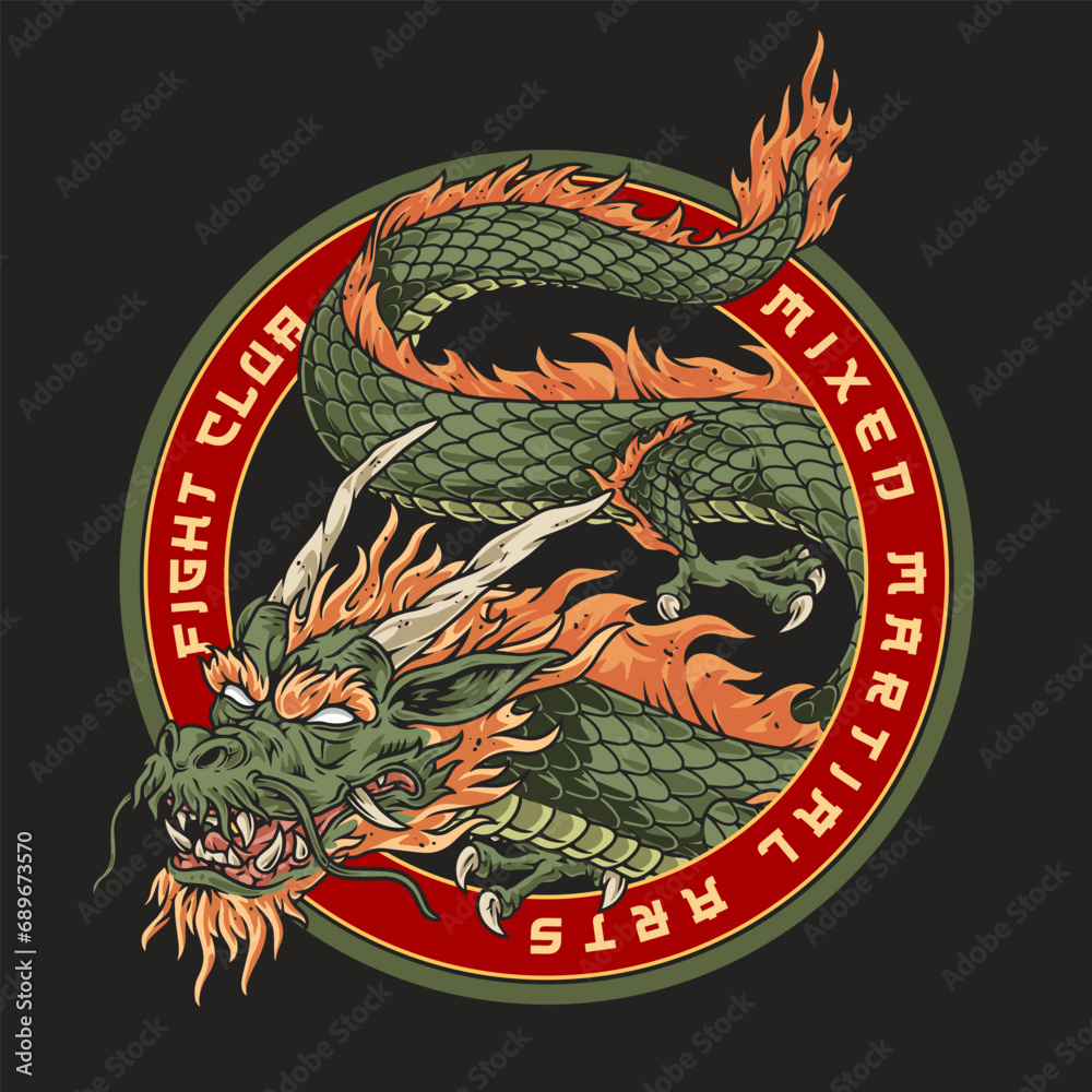 Fight club dragon sticker colorful