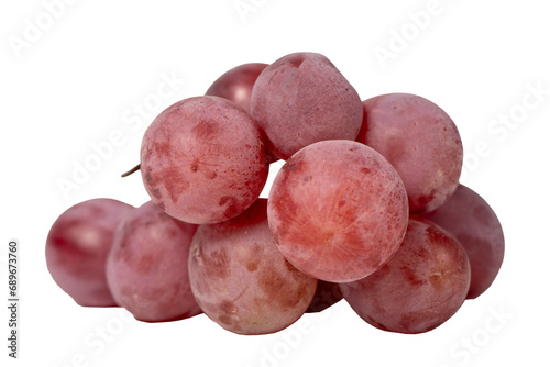 Fresh purple grapes isolated on a white background. Organic agricultural products. Delicious bunch of grapes