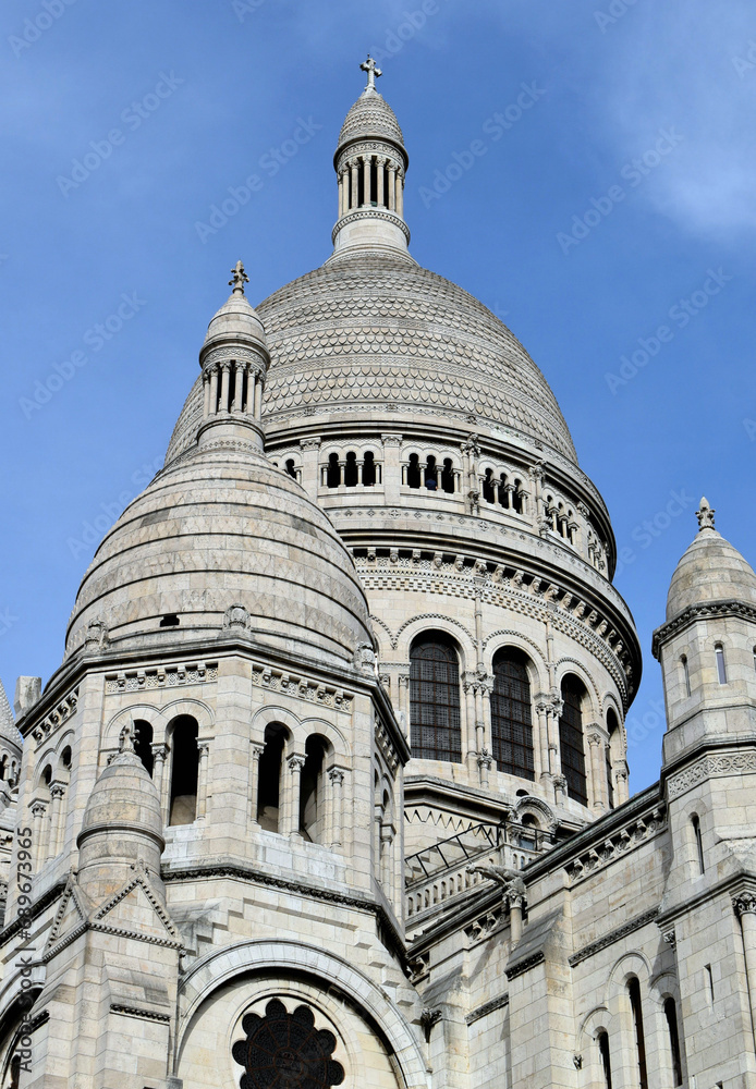 Close up of the cupolas of Sacre Coeur Basilica in Montmartre, Paris