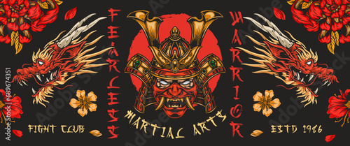 Dragon martial arts colorful banner