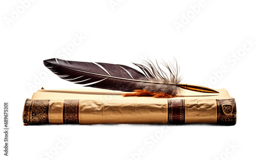 Vintage Quill on Antique Book On Transparent background