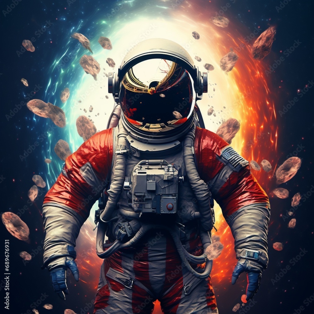 Naklejka premium Nice graphic astronaut space images Generative AI