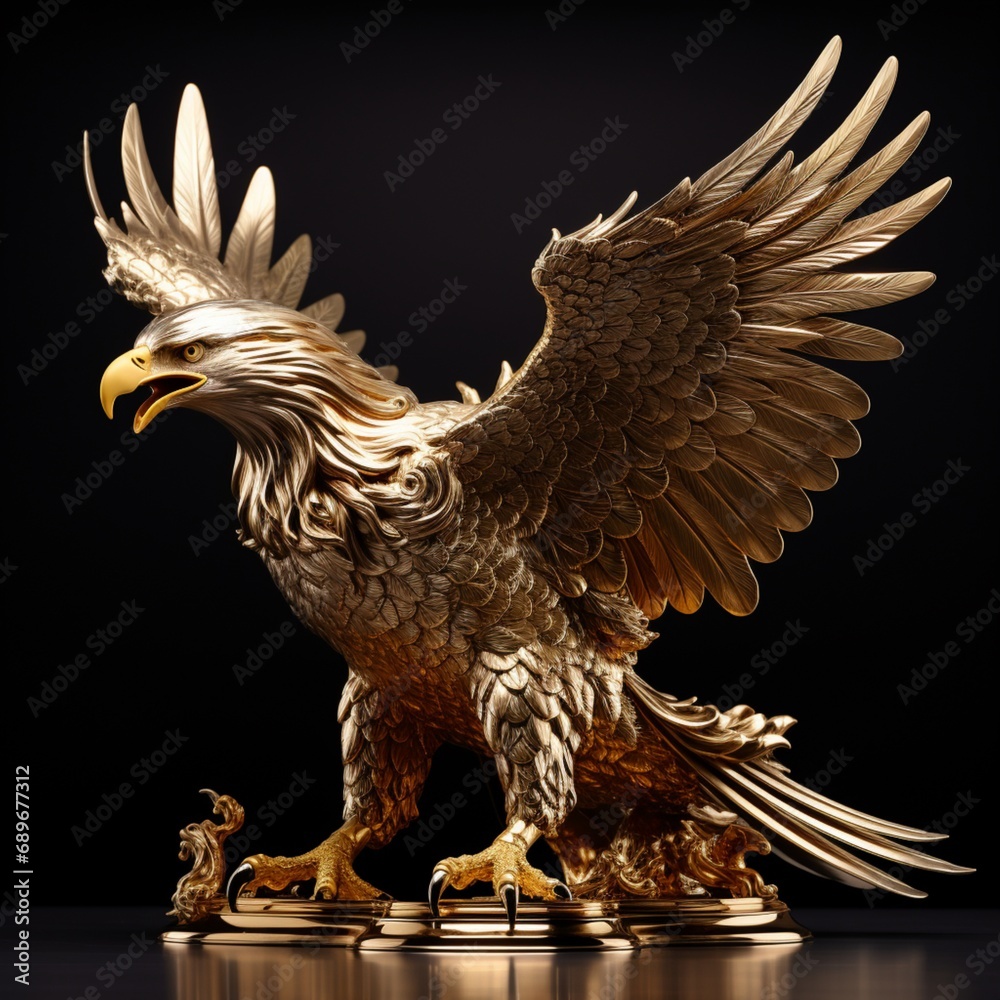 Obraz premium Nice eagle statue made gold plated images Generative AI