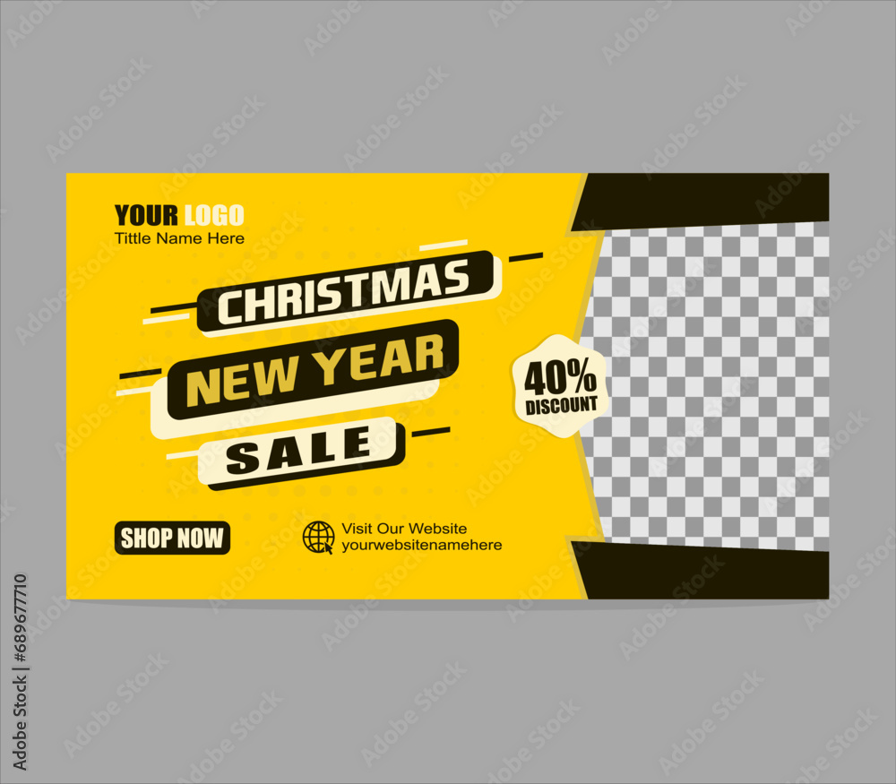 Obraz premium fashion sale landing page web banner design template with happy new year and merry Christmas themes