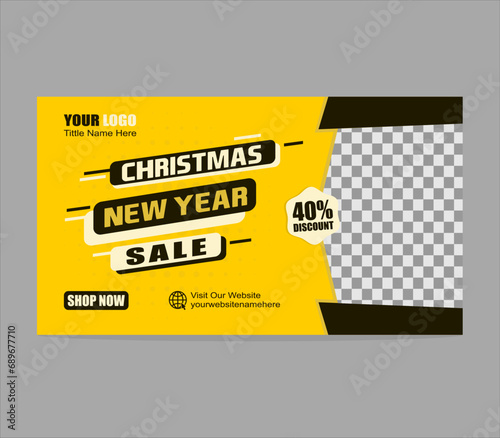 fashion sale landing page web banner design template with happy new year and merry Christmas themes