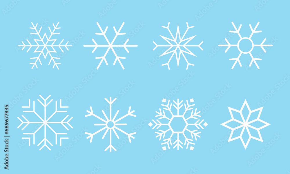 Set of different snowflakes. Set of different snowflakes.