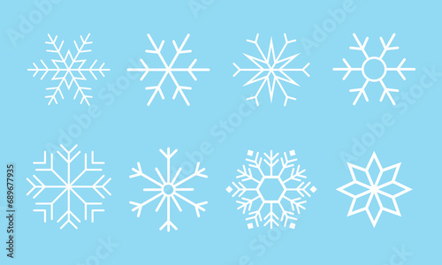 Set of different snowflakes.