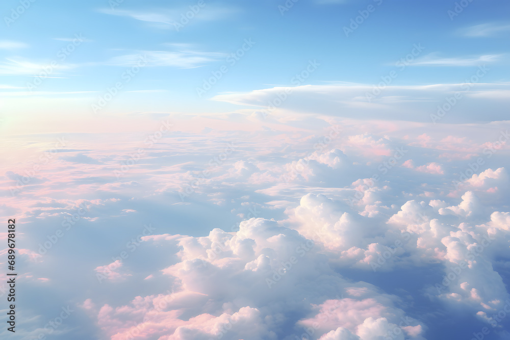 Clouds over the blue sky ai generated art. 