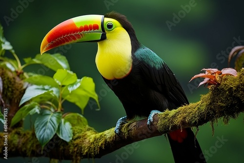 Vibrant Keel billed Toucan amidst Panamas rich vegetation a captivating wildlife scene