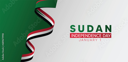 Sudan Independence Day 1 January flag ribbon vector poster photo