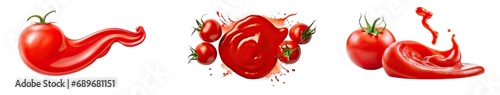 Collection of PNG. Ketchup, tomato sauce isolated on a transparent background.