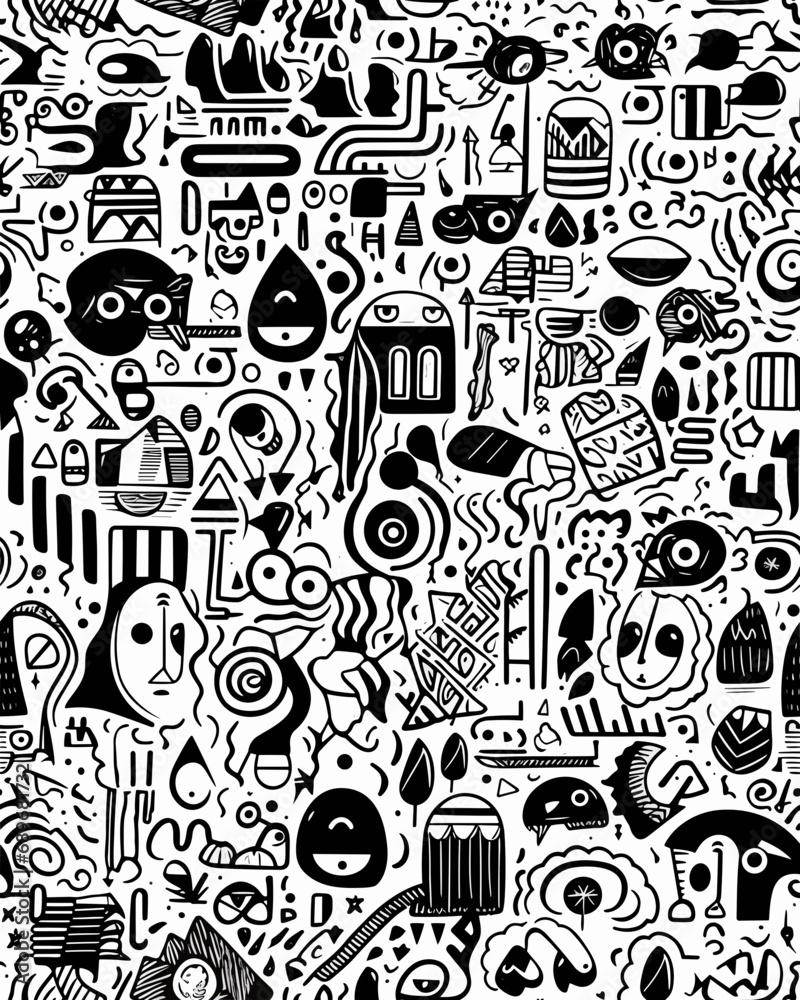 Doodle Seamless Graphic Scalable SVG File -  Unique Niche Design - Digital Download for Versatile Use - A4