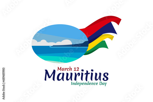 March 12  Independence Day of Mauritius vector illustration. Suitable for greeting card  poster and banner.