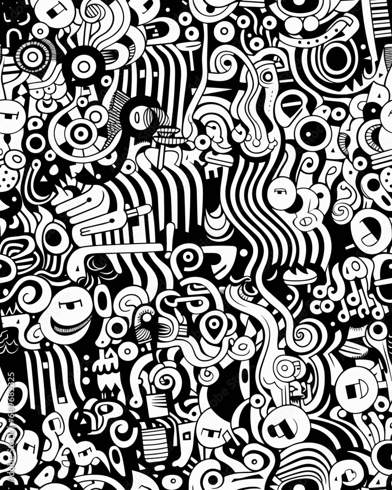 Fototapeta premium Doodle Seamless Graphic Scalable SVG File - Unique Niche Design - Digital Download for Versatile Use - A4