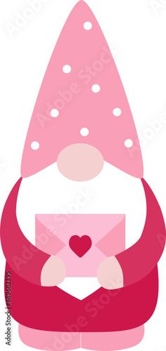 Cute Valentine Gnome flat icon.Cute Valentine's Day Gnome flat icon.