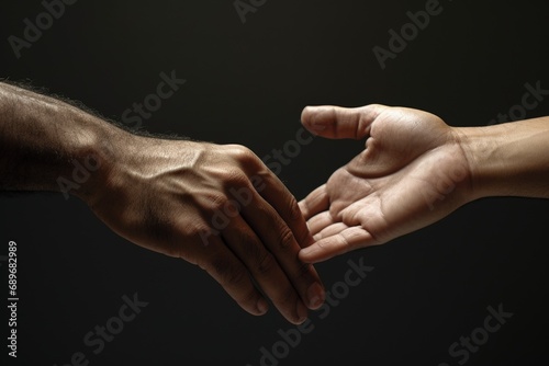 helping hands on black background
