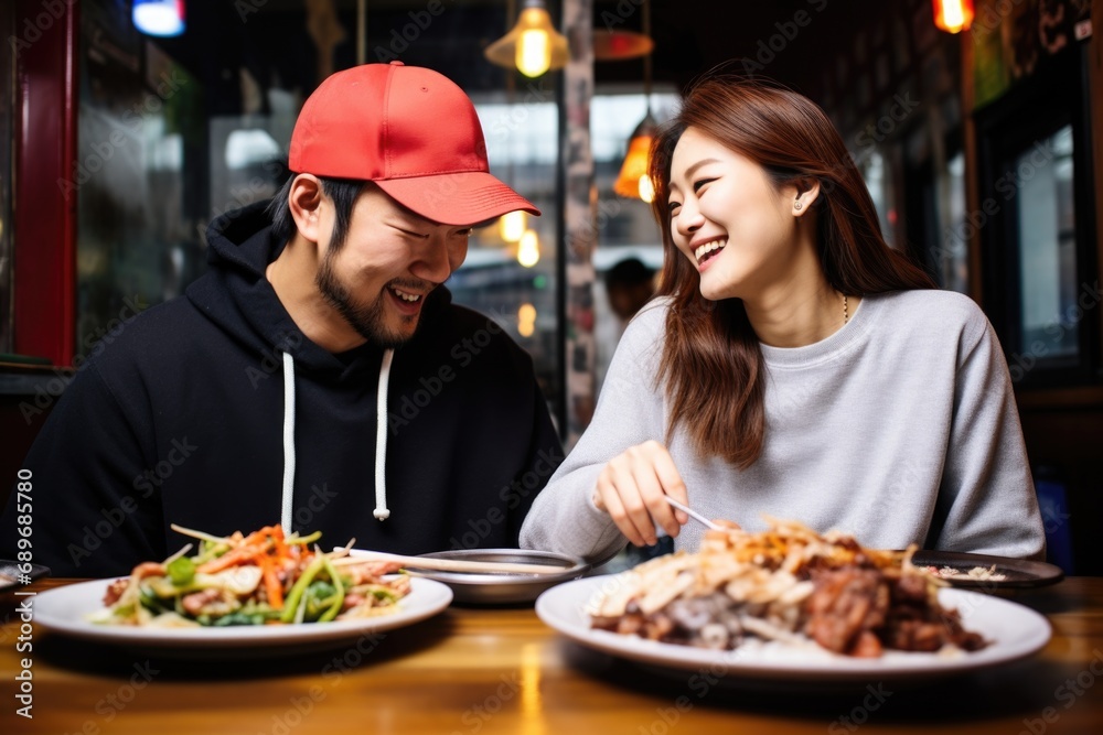 couple enjoying bulgogi at an eating joint