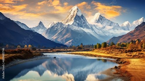 The mountains are majestic and offer a tranquil scene of natural beauty.