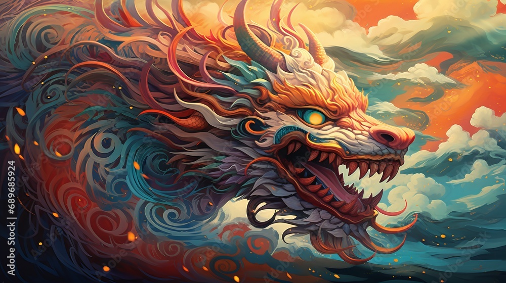 The traditional chinese dragon is depicted in this illustration