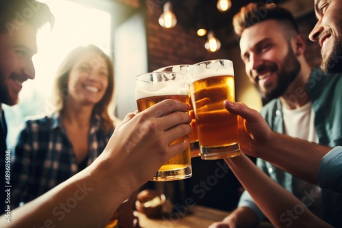 friends toasting light lager beers at a party