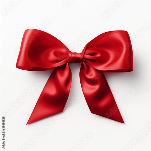 A red riboons on white background used in Christmas concept design photo