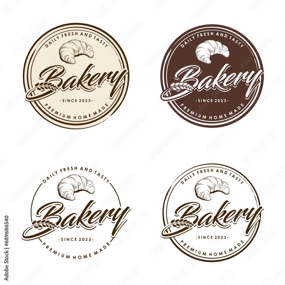 Bakery Logo Design Bake and Cake Pastry Simple Homemade Badge Template vector illustration