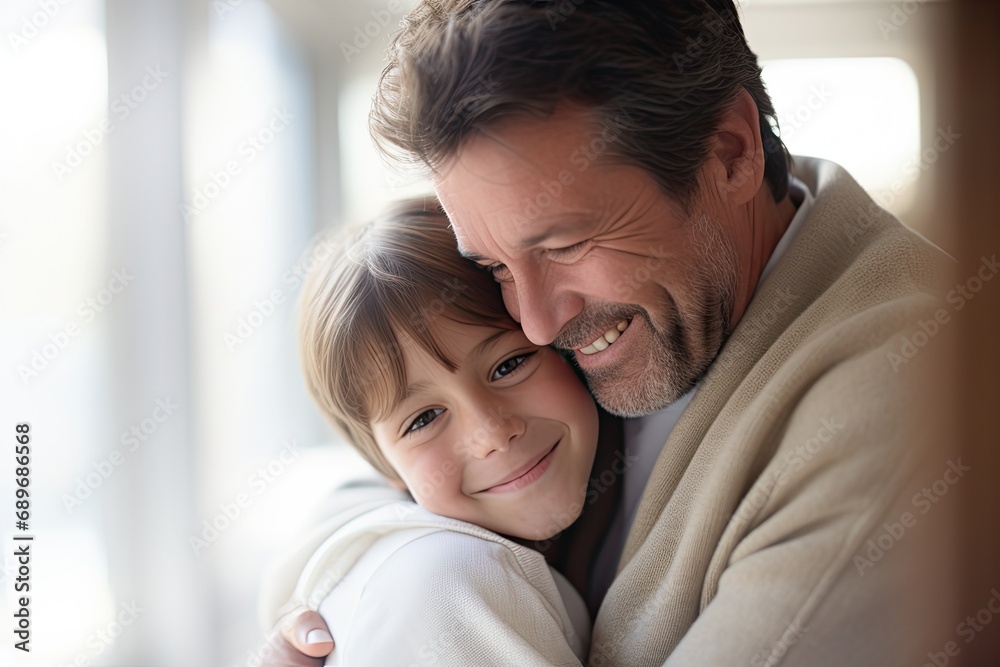 Happy family father and daughter enjoying communication and radiating joy and love. Happy family father and daughter enjoying communication and radiating joy and love.