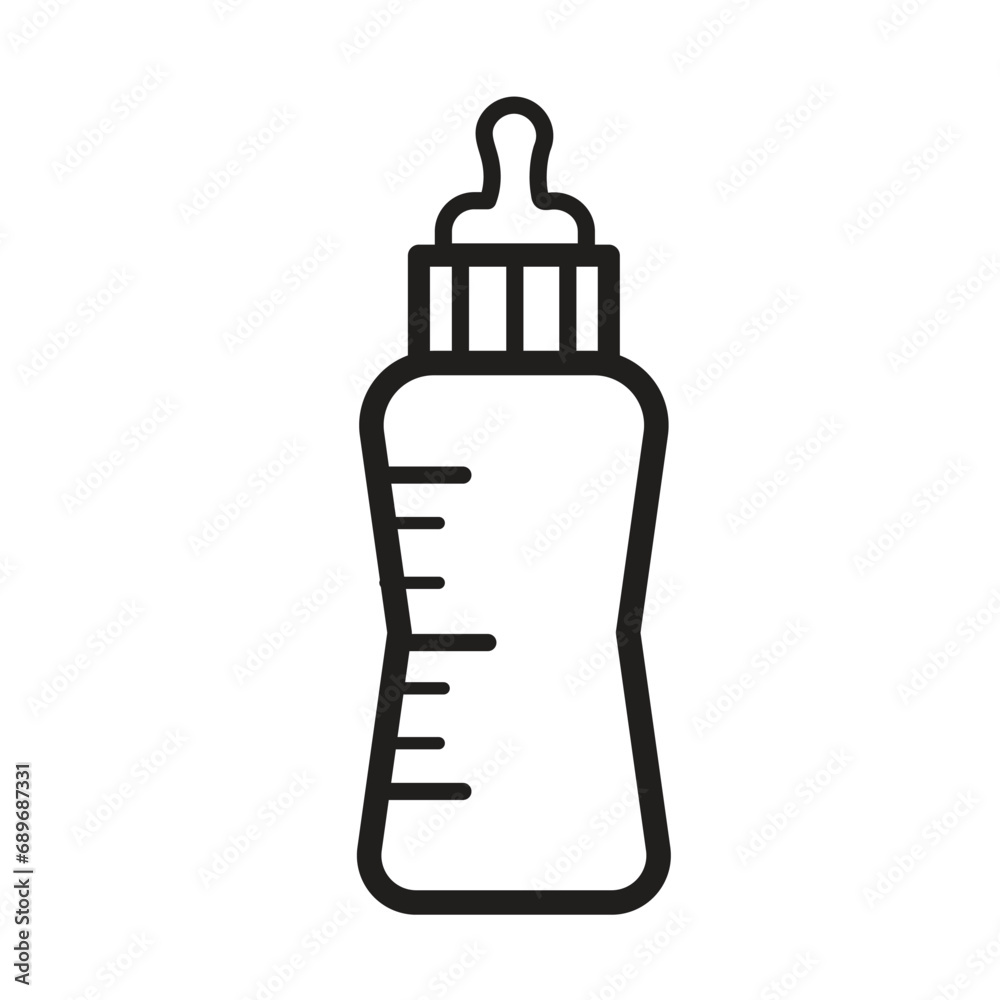 Baby bottle vector icon illustration with black and white color isolated on square white background. Simple flat cartoon art styled with kids or children themed drawing. Baby bottle vector icon illustration with black and white color isolated on square white background. Simple flat cartoon art styled with kids or children themed drawing.