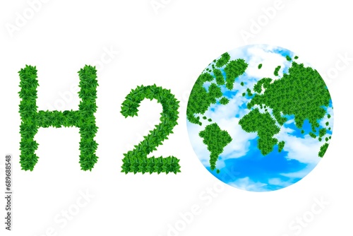 Illustration, symbol of water and green leaves