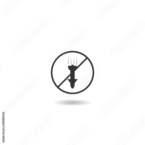  No bomb sign icon with shadow