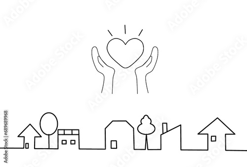 地域住民助け合いイラスト