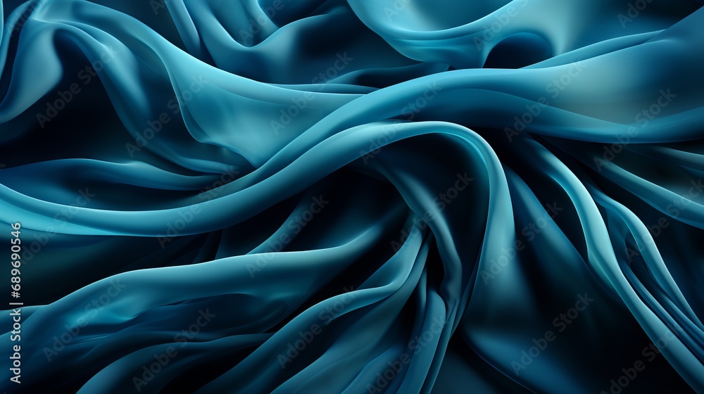 Fototapeta premium A vibrant swirl of oceanic hues dance across the textured canvas, evoking a sense of freedom and fluidity within the abstract folds of fabric