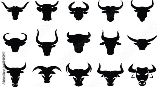 Cow and bull head icons