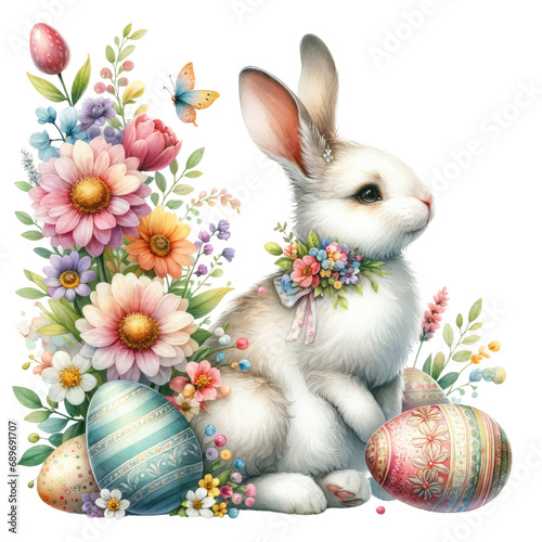 easter bunny and easter eggs