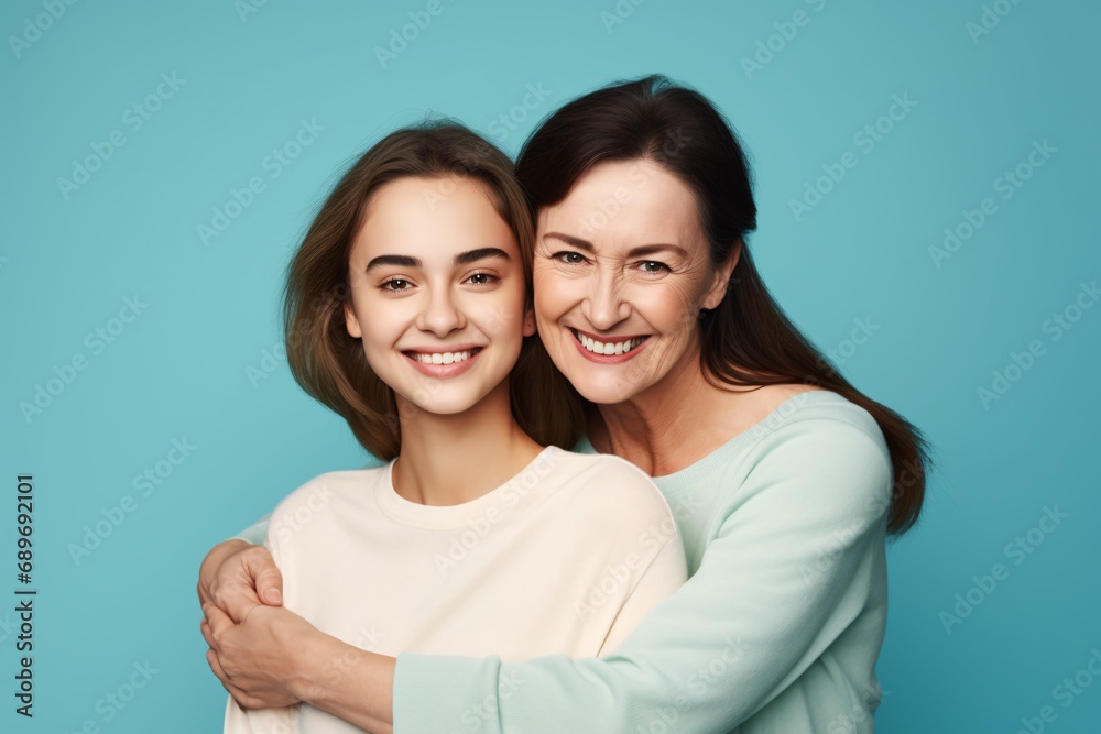 Joyful charming enjoyable content senior progenitor mother with grown-up child daughter two ladies united in casual attire. Joyful charming enjoyable content senior progenitor mother with grown-up child daughter two ladies united in casual attire.