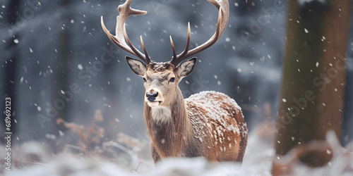 white deer ,deer on snow nature ,Antelope Stands Stock Illustrations ,Deer in the forest Generative Ai © Ahmad