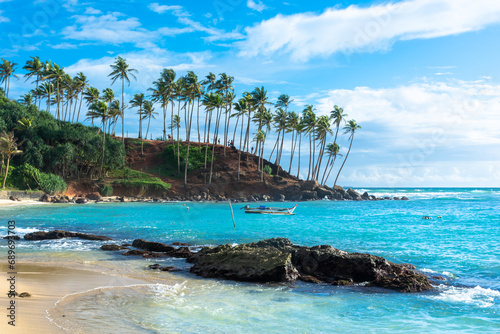 Beautiful Indian Ocean coastline on the island of Sri Lanka, Mirissa.