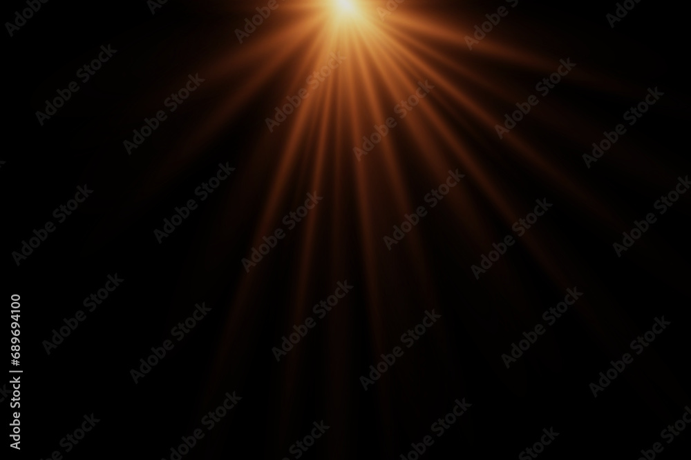 Light effect star flashed. Glare of light and flash. On a black background.