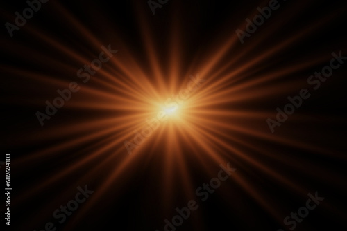 Light effect star flashed. Glare of light and flash. On a black background.